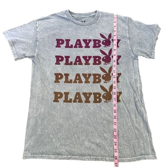 Playboy ~ Grey Tshirt ~ size Medium ~ distressed look knit - Picture 7 of 9